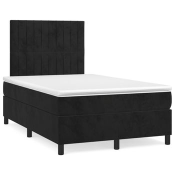 Cama Matrimonial | Cama Para Adultos | Cama Box Spring Con Colchón Terciopelo Negro 120x190 Cm Cfw235405