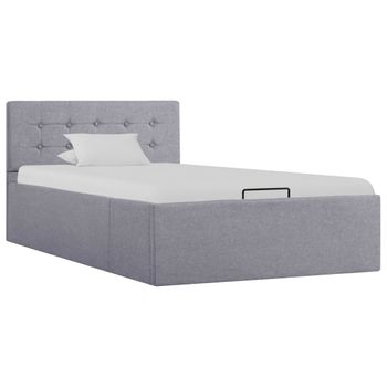 Cama Individual | Cama Para Adultos | Cama Canapé Hidráulica Con Almacenaje Tela Gris Claro 100x200cm Cfw85411