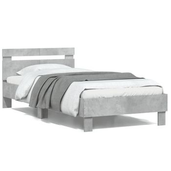 Cama Para Adulto | Cama Individual | Cama Con Cabecero Madera De Ingeniería Gris Hormigón 100x200 Cm Cfw236234