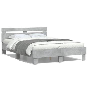 Cama Matrimonial | Cama Para Adultos | Cama Con Cabecero Madera De Ingeniería Gris Hormigón 120x200 Cm Cfw626788