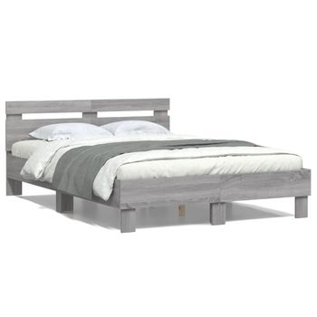 Cama Matrimonial | Cama Para Adultos | Cama Con Cabecero Madera De Ingeniería Gris Sonoma 120x190 Cm Cfw695910