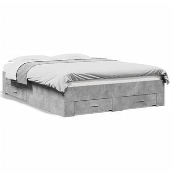 Cama Para Adultos | Cama Con Cajones Madera De Ingeniería Gris Hormigón 120x190 Cm Cfw15561