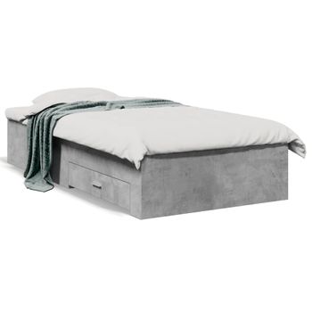 Cama Para Adultos | Cama Con Cajones Madera De Ingeniería Gris Hormigón 75x190 Cm Cfw83140