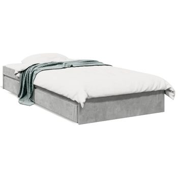 Cama Individual | Cama Para Adultos | Cama Con Cajones Madera De Ingeniería Gris Hormigón 75x190 Cm Cfw90938