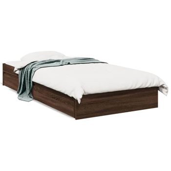 Cama Individual | Cama Para Adultos | Cama Con Cajones Madera De Ingeniería Marrón Roble 75x190 Cm Cfw81171