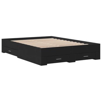 Cama Para Adultos | Cama Con Cajones Madera De Ingeniería Negro 120x200 Cm Cfw49656