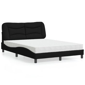 Cama Matrimonial | Cama Para Adultos | Cama Con Colchón Tela Negro 120x200 Cm Cfw14304