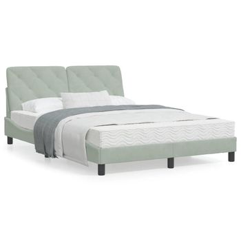 Cama Matrimonial | Cama Para Adultos | Cama Con Colchón Terciopelo Gris Claro 120x200 Cm Cfw61383