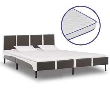 Cama Matrimonial | Cama Para Adultos | Cama Con Colchón Viscoelástico Cuero Sintético 180x200 Cm Cfw76880