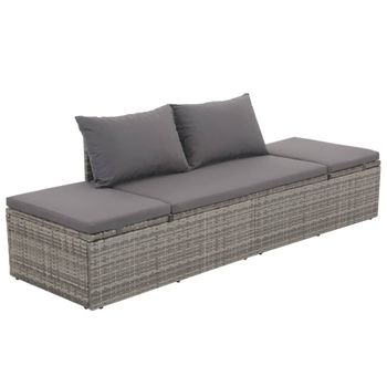 Cama Para Adultos | Cama De Jardín 195x60 Cm Ratán Sintético Gris Cfw337322