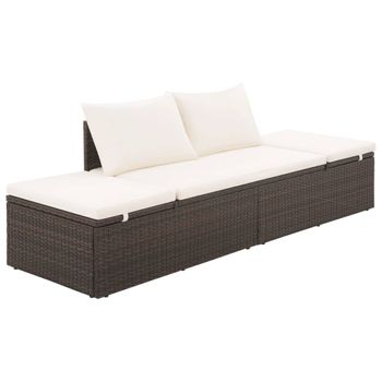 Cama Para Adultos | Cama De Jardín 195x60 Cm Ratán Sintético Marrón Cfw556344