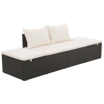 Cama Para Adultos | Cama De Jardín 195x60 Cm Ratán Sintético Negro Cfw703044