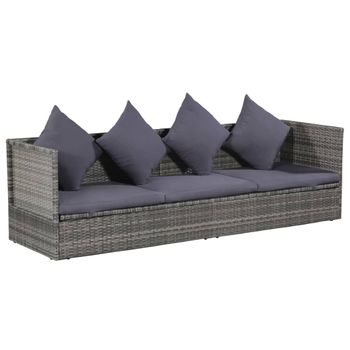 Cama Para Adultos | Cama De Jardín 200x60 Cm Ratán Sintético Gris Cfw925161