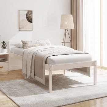 Cama Para Adultos | Cama De Personas Mayores Madera Maciza De Pino Blanca 75x190 Cm Cfw879701