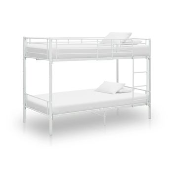 Cama Para Adultos | Cama Litera De Metal Blanca 90x200 Cm Cfw389619