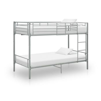 Cama Para Adultos | Cama Litera De Metal Gris 90x200 Cm Cfw407960