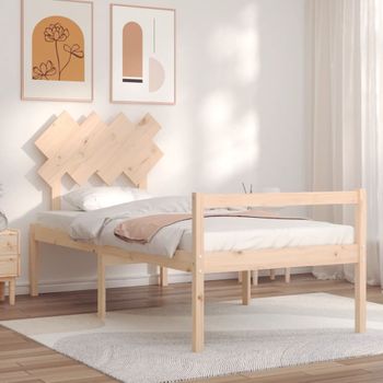 Cama Individual | Cama Para Adultos | Cama Para Personas Mayores Con Cabecero Madera Maciza Cfw716630