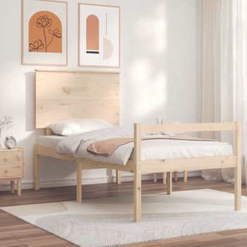 Cama Individual | Cama Para Adultos | Cama Para Personas Mayores Con Cabecero Madera Maciza Cfw215580