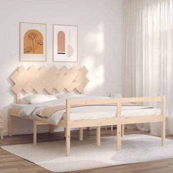 Cama Matrimonial | Cama Para Adultos | Cama Para Personas Mayores Con Cabecero Madera Maciza 140x190cm Cfw128295