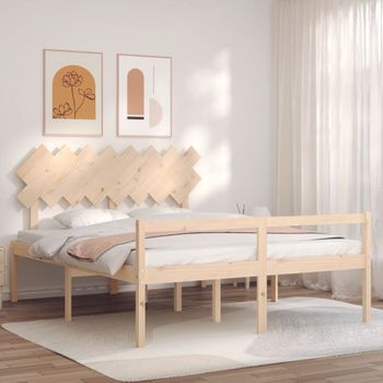 Cama Para Adultos | Cama Para Personas Mayores Con Cabecero Madera Maciza 160x200cm Cfw457505