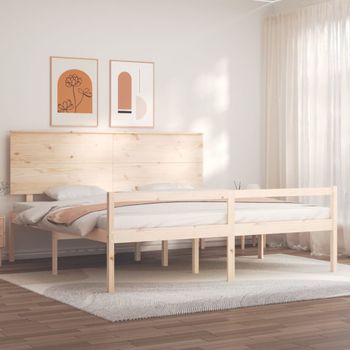 Cama Para Adultos | Cama Para Personas Mayores Con Cabecero Madera Maciza 200x200cm Cfw306743