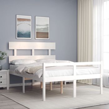 Cama Para Adultos | Cama Para Personas Mayores Con Cabecero Madera Maciza Blanco Cfw844924