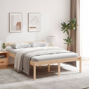 Cama Para Adultos | Cama Para Personas Mayores Madera Maciza De Pino 135x190 Cm Cfw956268