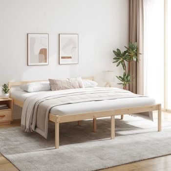 Cama Para Adultos | Cama Para Personas Mayores Madera Maciza De Pino 200x200 Cm Cfw812248