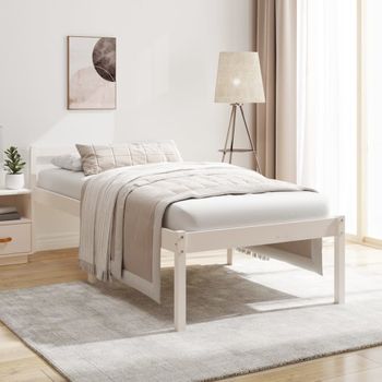 Cama Para Adultos | Cama Para Personas Mayores Madera Maciza Pino Blanca 100x200 Cm Cfw602425