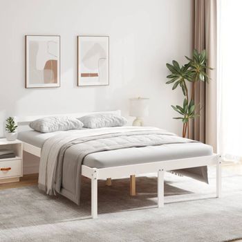 Cama Para Adultos | Cama Para Personas Mayores Madera Maciza Pino Blanca 120x190 Cm Cfw947019