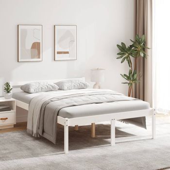 Cama Para Adultos | Cama Para Personas Mayores Madera Maciza Pino Blanca 120x200 Cm Cfw683135