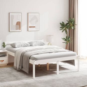 Cama Para Adultos | Cama Para Personas Mayores Madera Maciza Pino Blanca 140x190 Cm Cfw605369