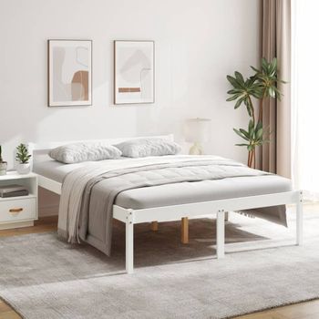 Cama Para Adultos | Cama Para Personas Mayores Madera Maciza Pino Blanca 160x200 Cm Cfw291081