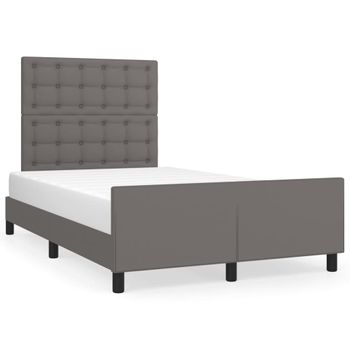 Cama Matrimonial | Cama Para Adultos | Estructura Cama Con Cabecero Cuero Sintético Gris 120x190 Cm Cfw892364