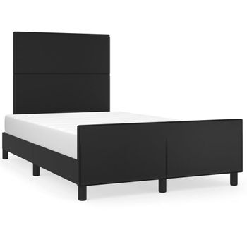 Cama Matrimonial | Cama Para Adultos | Estructura Cama Con Cabecero Cuero Sintético Negro 120x190 Cm Cfw692285