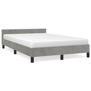 Cama Matrimonial | Cama Para Adultos | Estructura Cama Con Cabecero Terciopelo Gris Claro 120x190 Cm Cfw901187