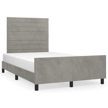 Cama Matrimonial | Cama Para Adultos | Estructura Cama Con Cabecero Terciopelo Gris Claro 120x190 Cm Cfw220776