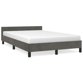 Cama Matrimonial | Cama Para Adultos | Estructura Cama Con Cabecero Terciopelo Gris Oscuro 120x190 Cm Cfw546579