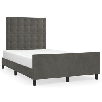 Cama Matrimonial | Cama Para Adultos | Estructura Cama Con Cabecero Terciopelo Gris Oscuro 120x190 Cm Cfw498259