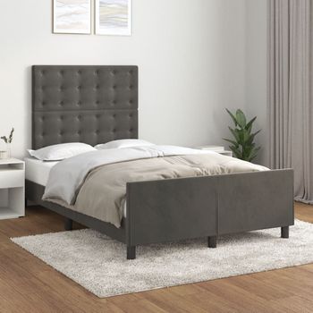 Cama Matrimonial | Cama Para Adultos | Estructura Cama Con Cabecero Terciopelo Gris Oscuro 120x200 Cm Cfw547041