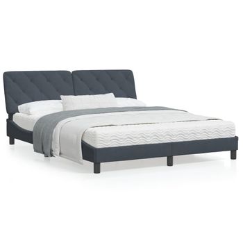 Cama Matrimonial | Cama Para Adultos | Estructura Cama Con Cabecero Terciopelo Gris Oscuro 160x200 Cm Cfw59529