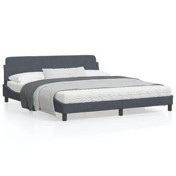 Cama Matrimonial | Cama Para Adultos | Estructura Cama Con Cabecero Terciopelo Gris Oscuro 180x200 Cm Cfw209131