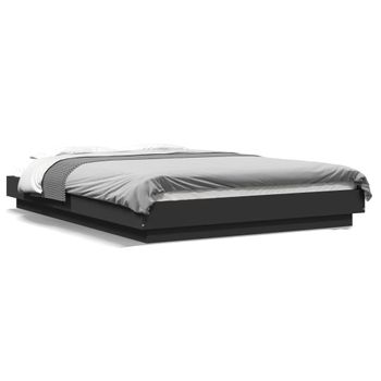 Cama Matrimonial | Cama Para Adultos | Estructura Cama Con Luces Led Madera Ingeniería Negro 135x190cm Cfw57195