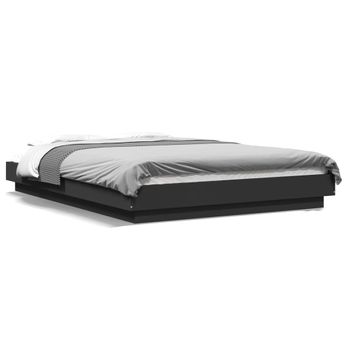 Cama Matrimonial | Cama Para Adultos | Estructura Cama Con Luces Led Madera Ingeniería Negro 140x190cm Cfw50555