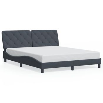 Cama Matrimonial | Cama Para Adultos | Estructura Cama Con Luces Led Terciopelo Gris Oscuro 160x200 Cm Cfw15645