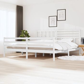 Cama Matrimonial | Cama Para Adultos | Estructura De Cama Madera Maciza Blanco 180x200 Cm Cfw780200