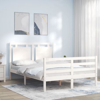 Cama Matrimonial | Cama Para Adultos | Estructura Cama De Matrimonio Con Cabecero Madera Maciza Blanco Cfw152938