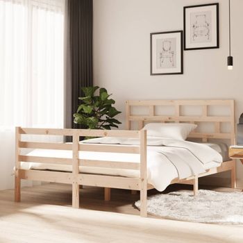 Cama Matrimonial | Cama Para Adultos | Estructura De Cama Doble De Madera Maciza 4ft6 135x190 Cm Cfw348350