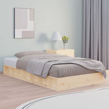 Cama Matrimonial | Cama Para Adultos | Estructura Cama Doble Pequeña Madera Maciza 135x190 Cm Cfw683823