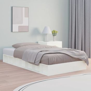 Cama Matrimonial | Cama Para Adultos | Estructura Cama Doble Pequeña Madera Maciza Blanco 120x190 Cm Cfw704853